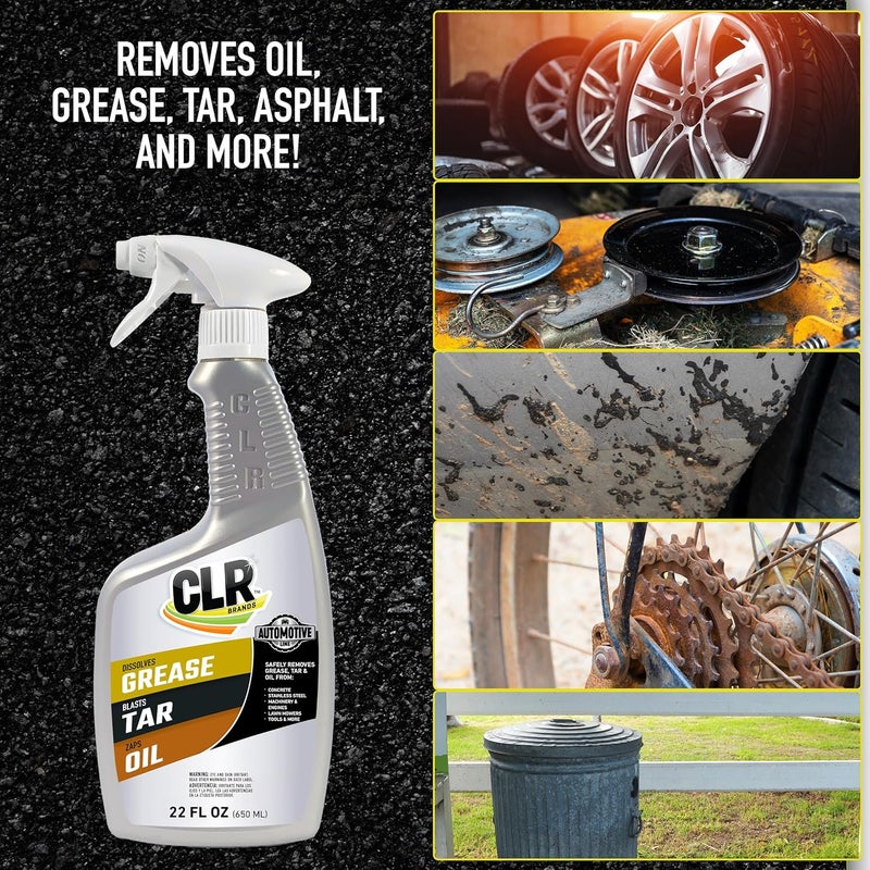 CLR Brands Automotive Grease, Tar & Oil Remover, 22 oz. Spray Bottle, Non-Abrasive, Dissolves Grease, Blasts Tar, Zaps Oil from Garage Floors and Machinery - Image 1